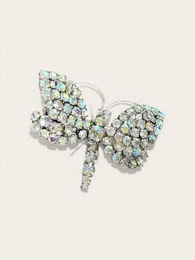 Crystal Butterfly Brooch Iridescent Rhinestone Accent